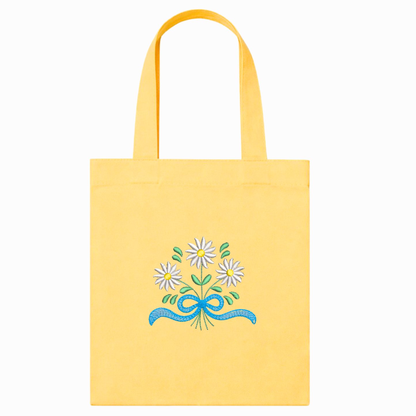 Borsa shopper in canvas con ricamo floreale Tote bag con margherite, fatta a mano in Italia