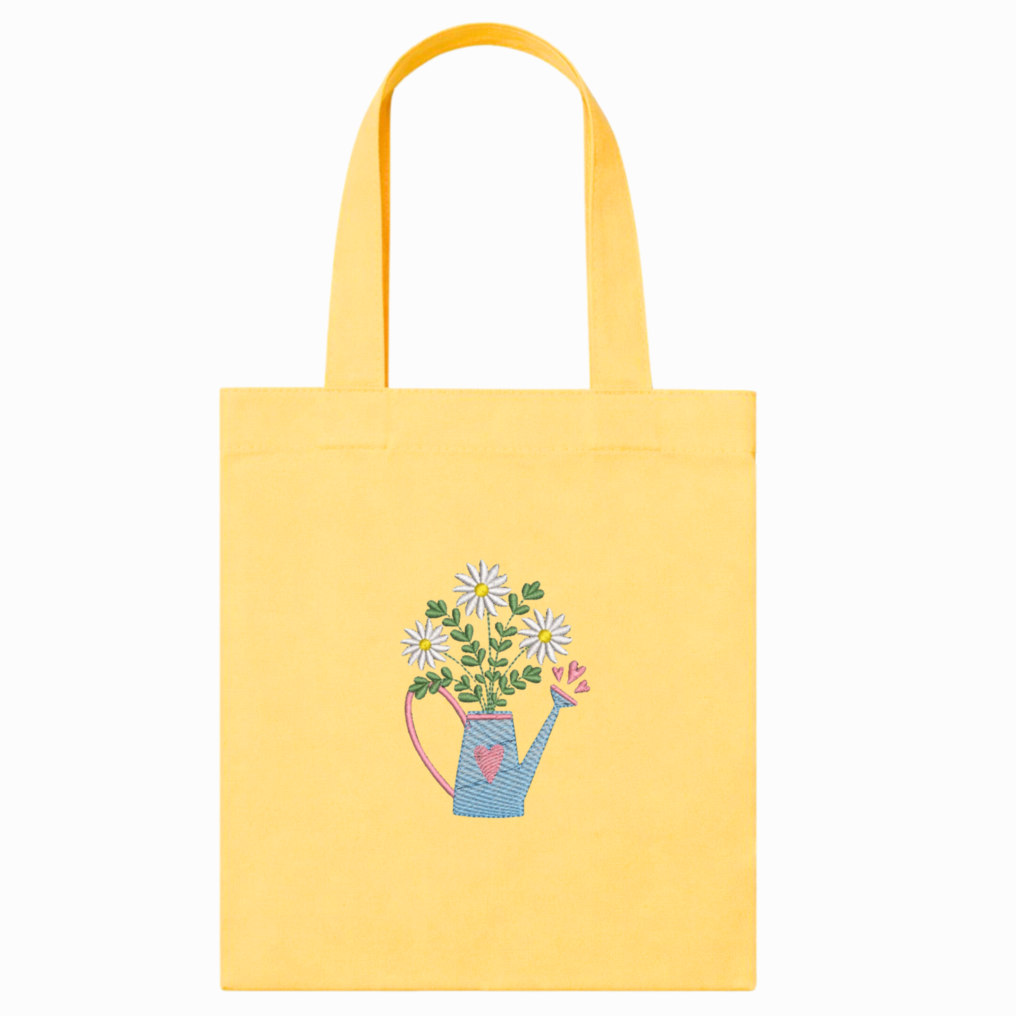 Gelber Canvas Shopper mit Blumenstickerei – handgemachte VIADALINNO Tasche