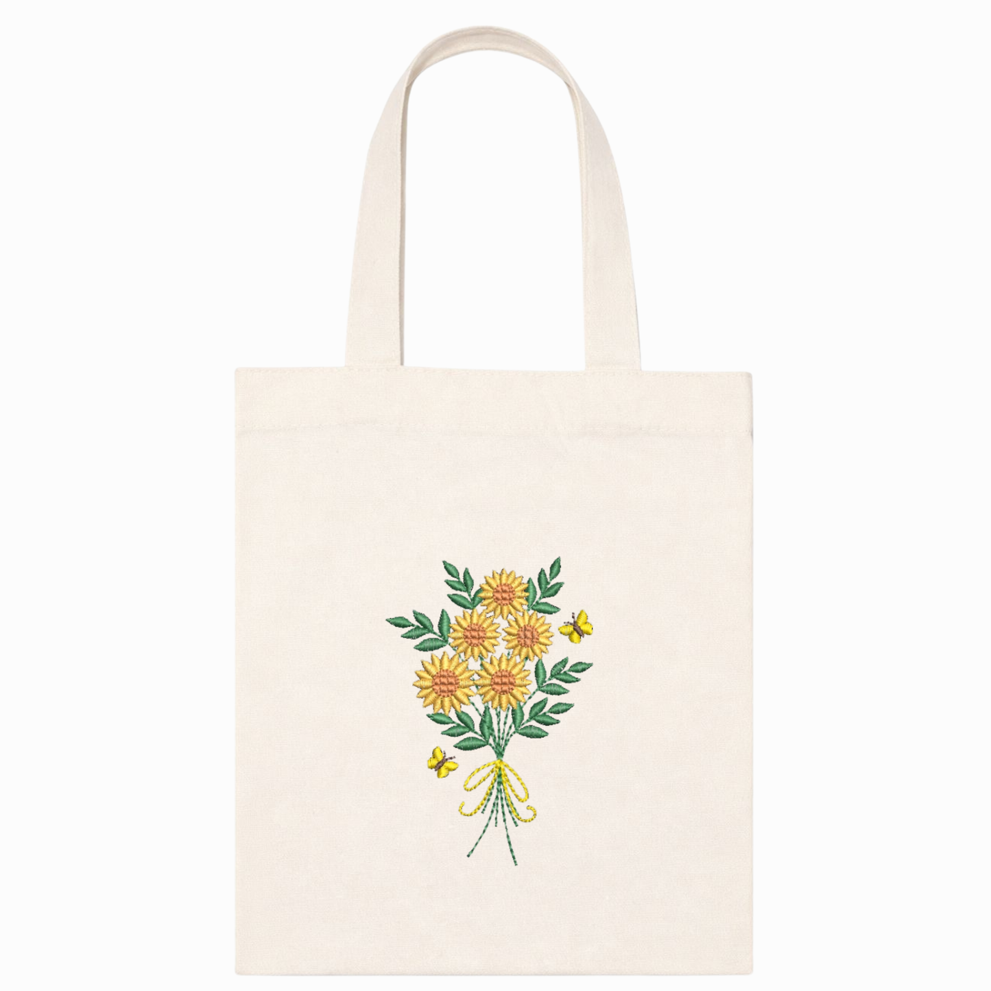 Canvas shopper with floral embroidery - Natural bag with sunflowers VIADALINNO