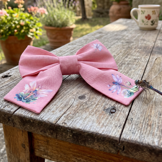 Lila Leinenband mit Blumen- und Schmetterlingsdruck