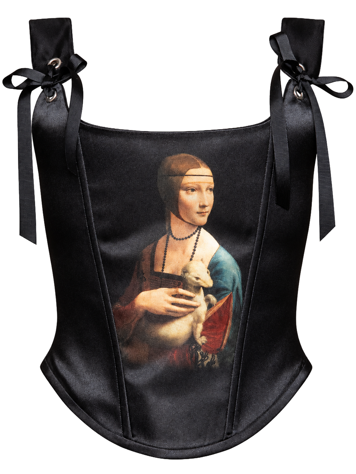 Lady with an Ermine Art Corset Top Renaissance Portrait Black Corset