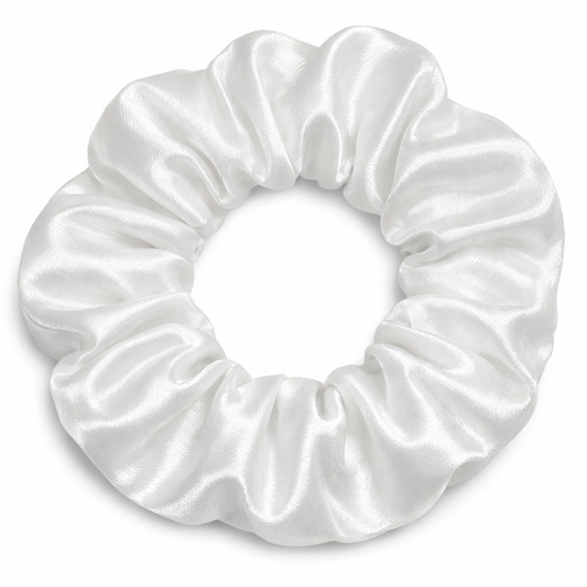White Satin Elastic Bow – Elegant Hair Scrunchie