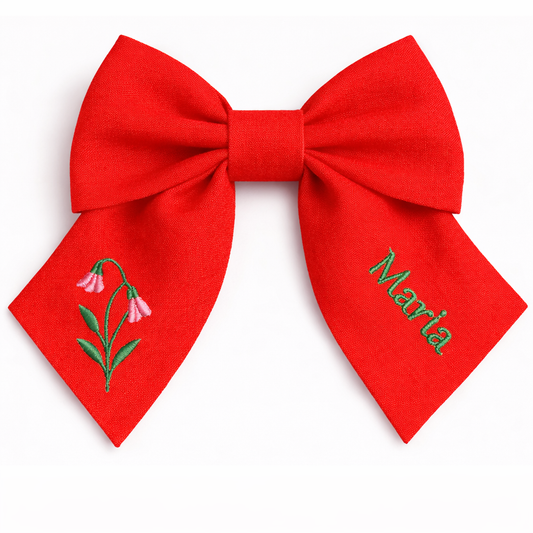 Fiocco in lino personalizzato con nome del cliente ricamato