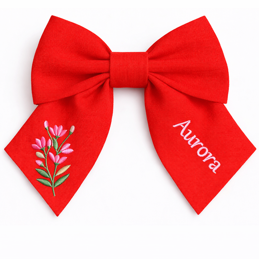 Fiocco in lino personalizzato con nome del cliente ricamato