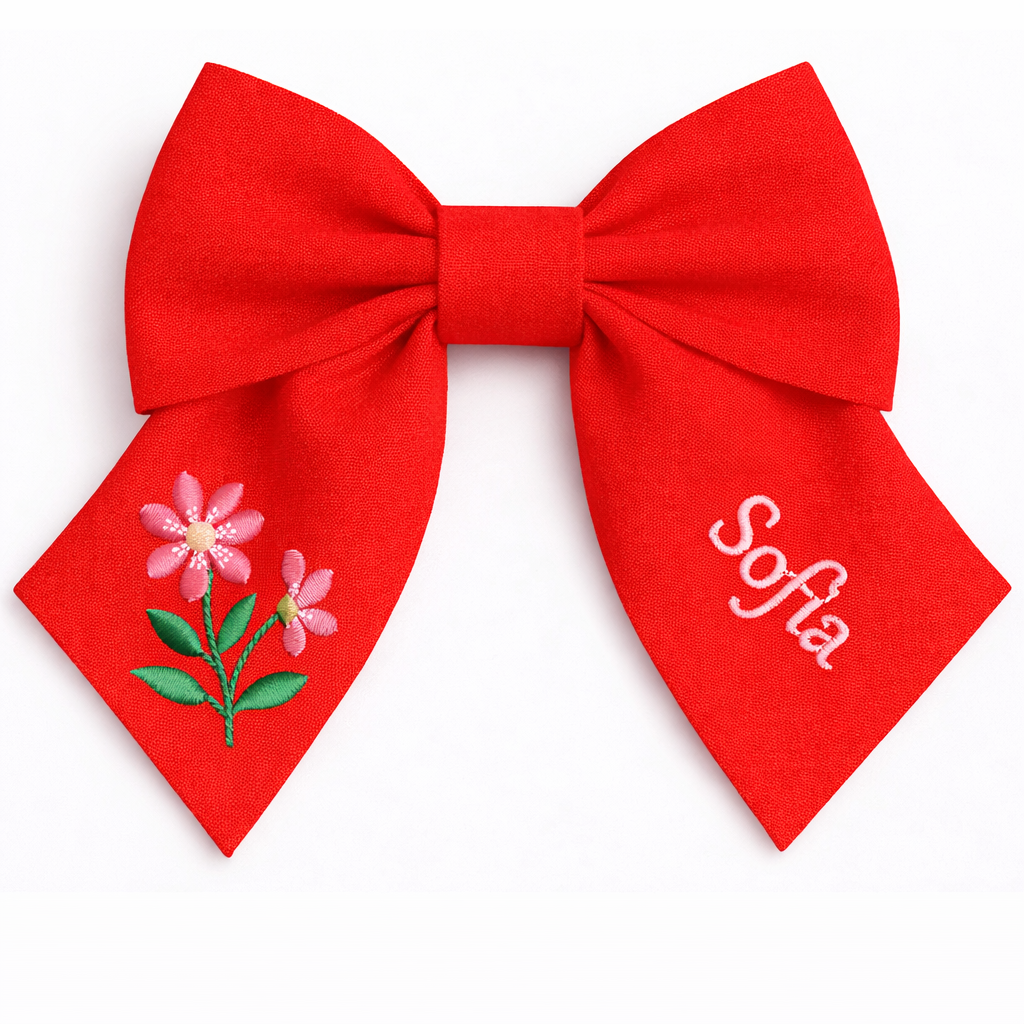 Fiocco in lino personalizzato con nome del cliente ricamato