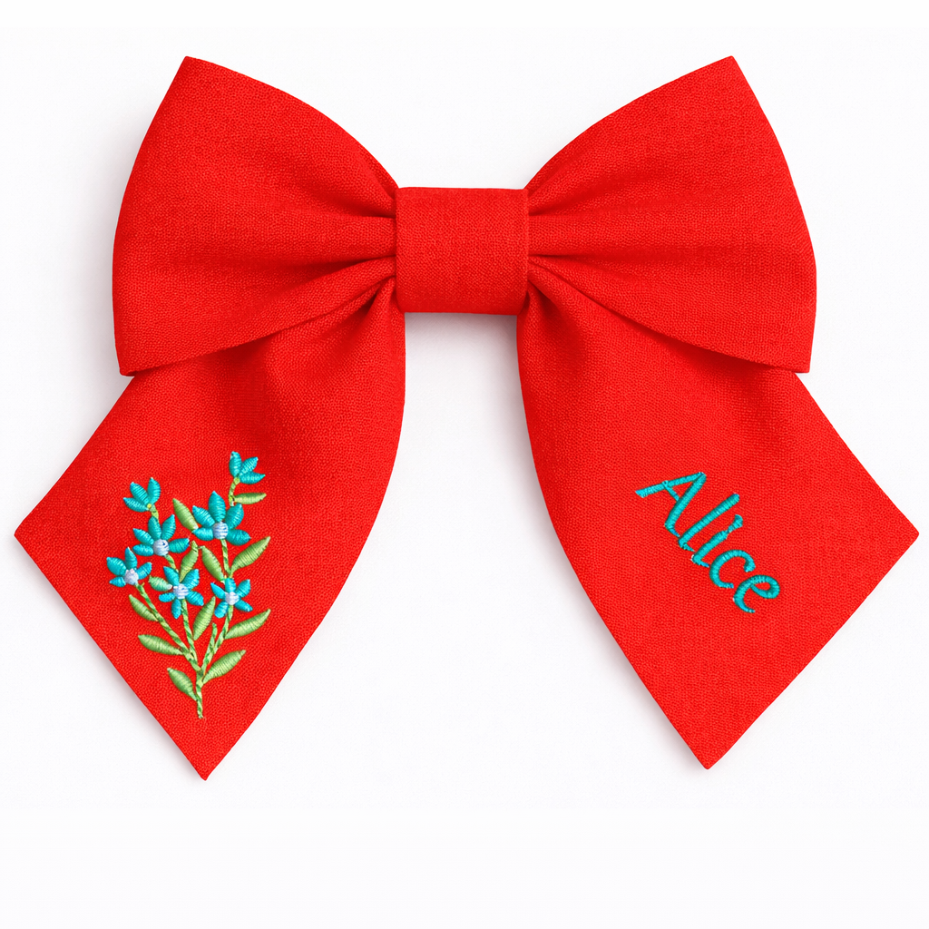 Fiocco in lino personalizzato con nome del cliente ricamato