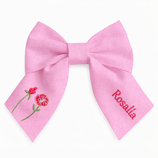 Fiocco in lino personalizzato con nome del cliente ricamato