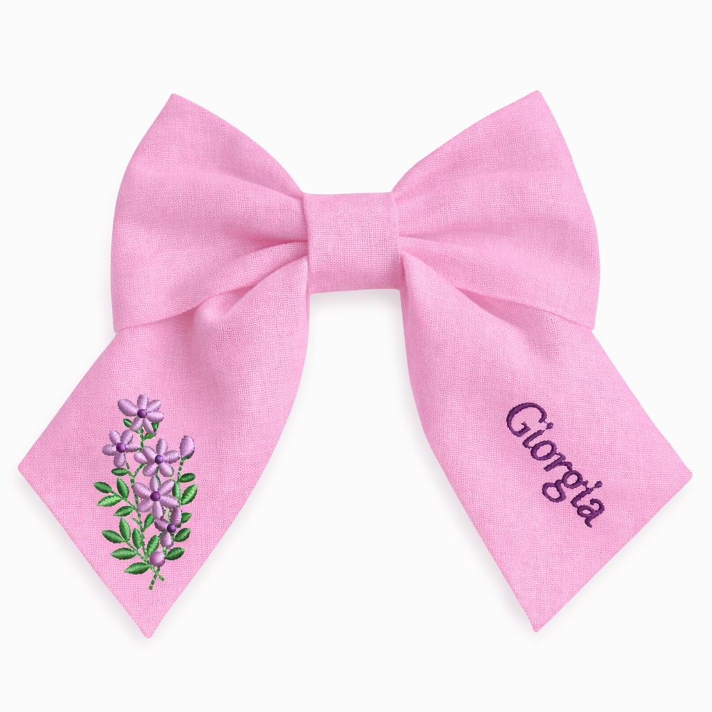 Fiocco in lino personalizzato con nome del cliente ricamato