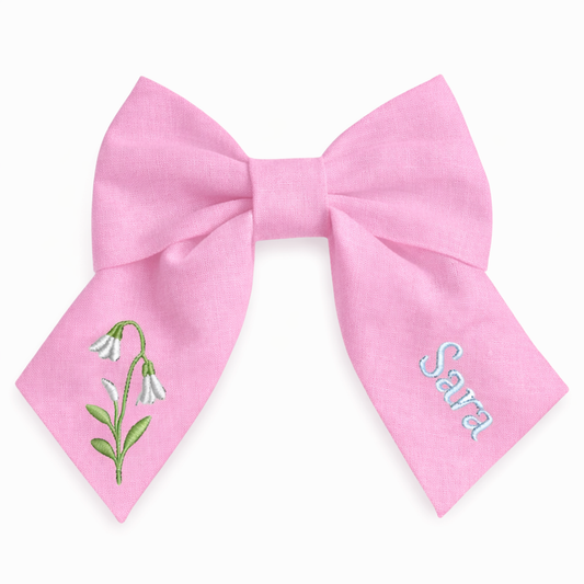 Fiocco in lino personalizzato con nome del cliente ricamato