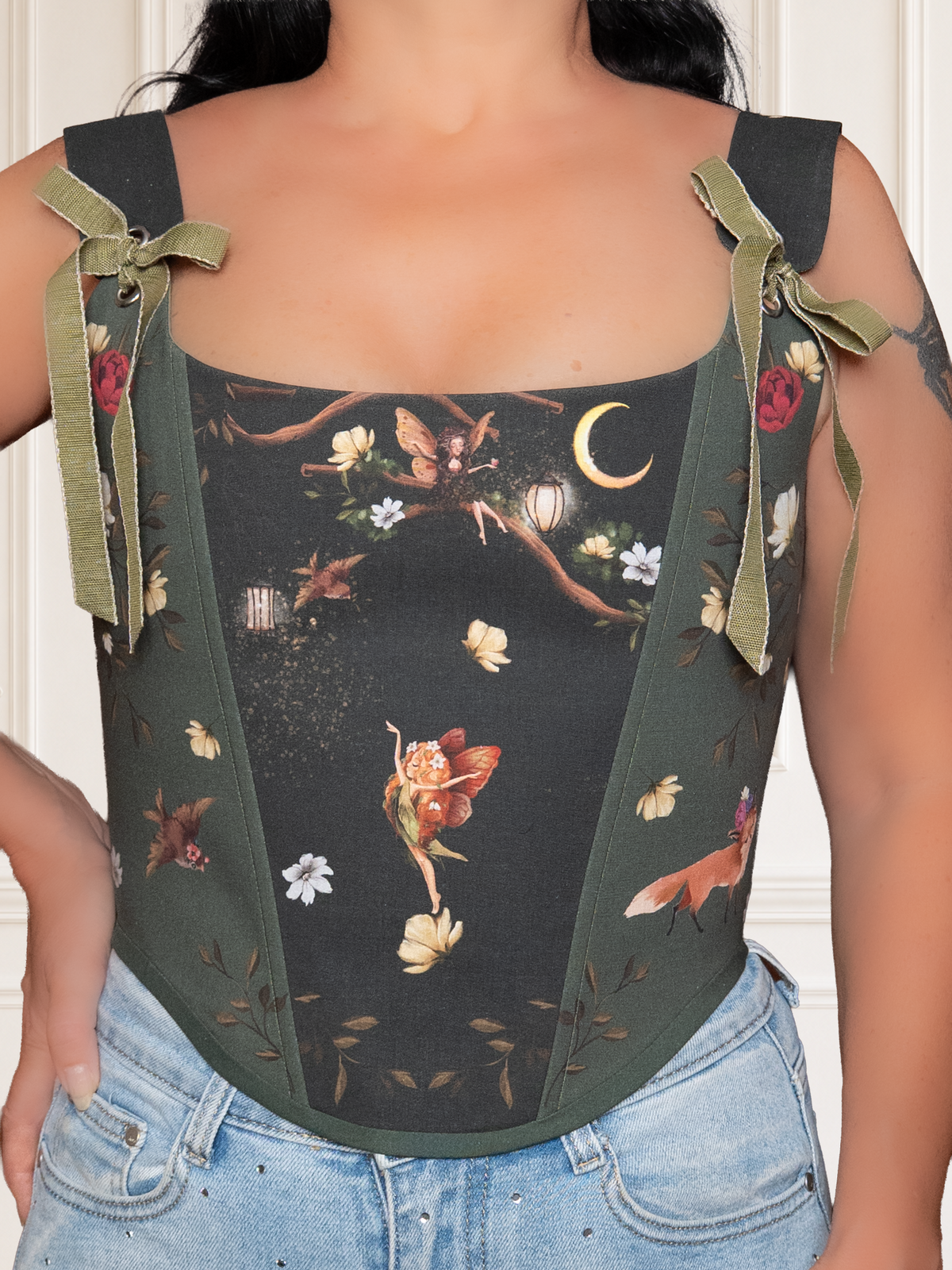 Enchanted Fairy Forest Cotton Corset Top