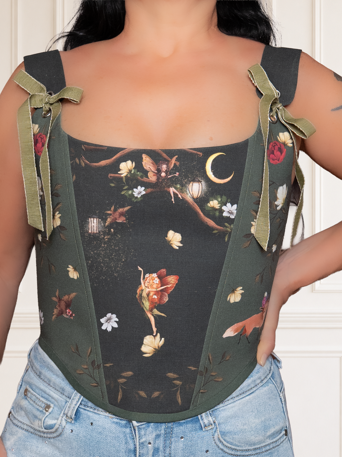 Enchanted Fairy Forest Cotton Corset Top