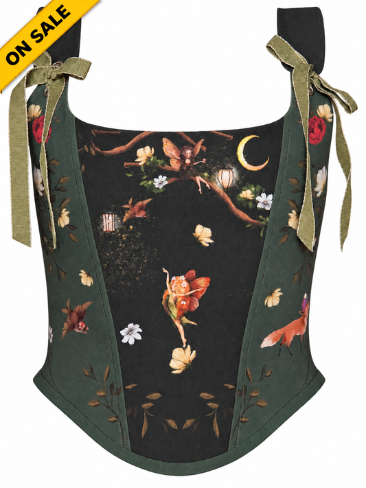 Enchanted Fairy Forest Cotton Corset Top