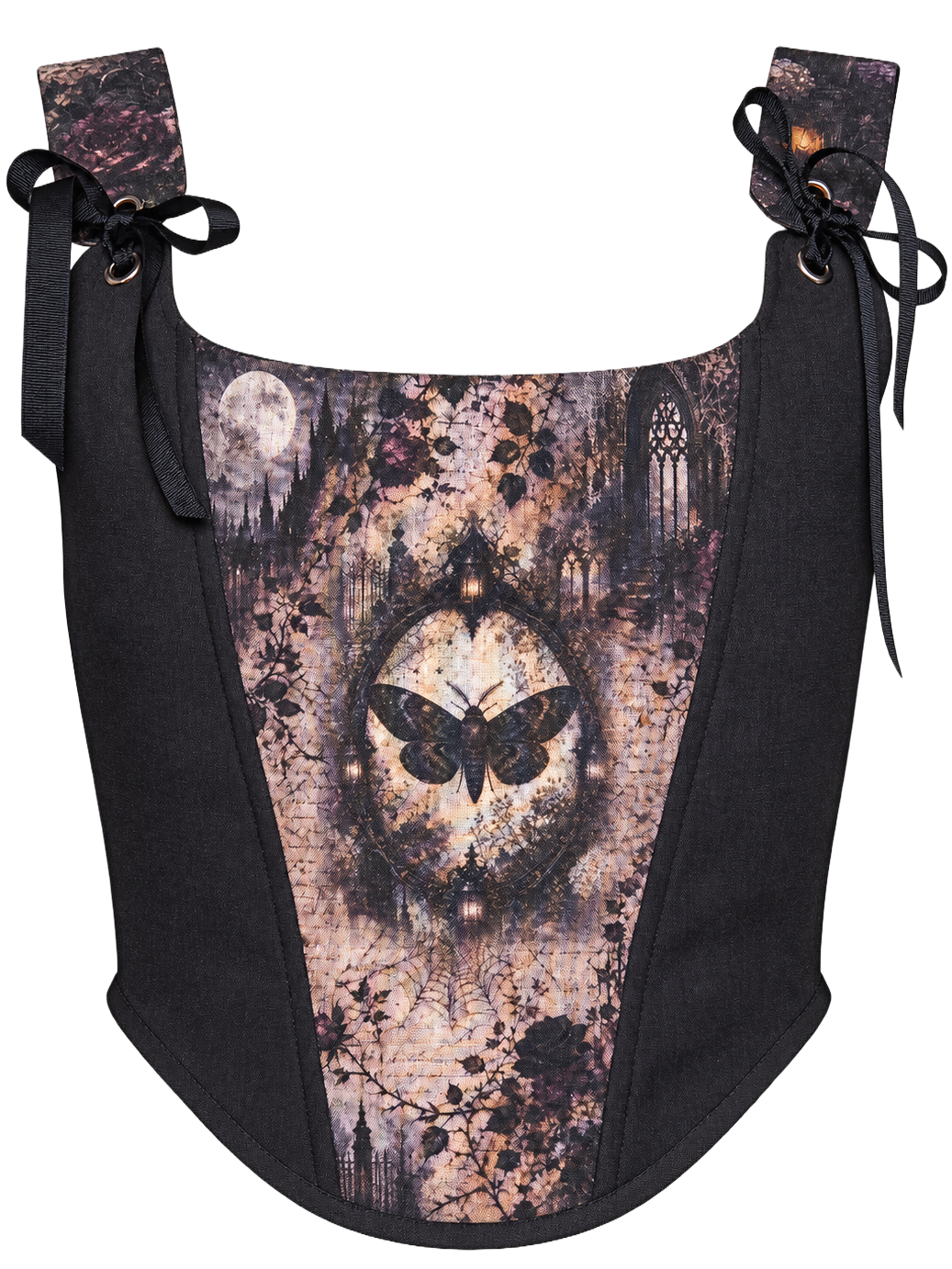 Gothic Moth Linen Corset Top