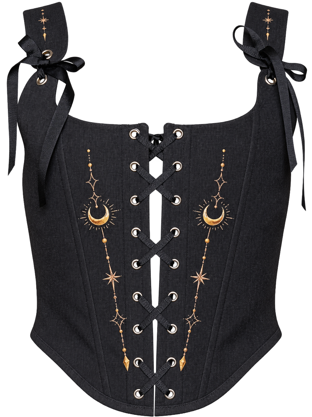 Celestial Moon Lace-Up Linen Corset