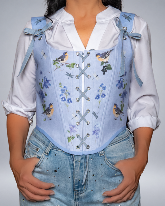 Light Blue Linen Corset