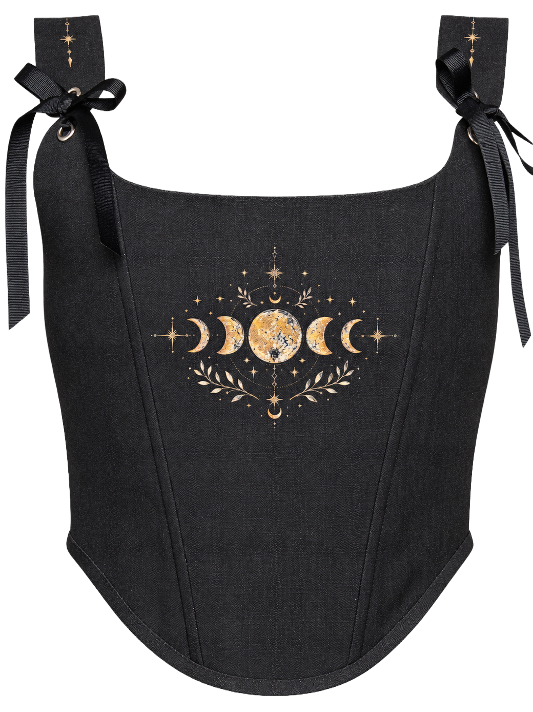 Celestial Moon Black Linen Corset