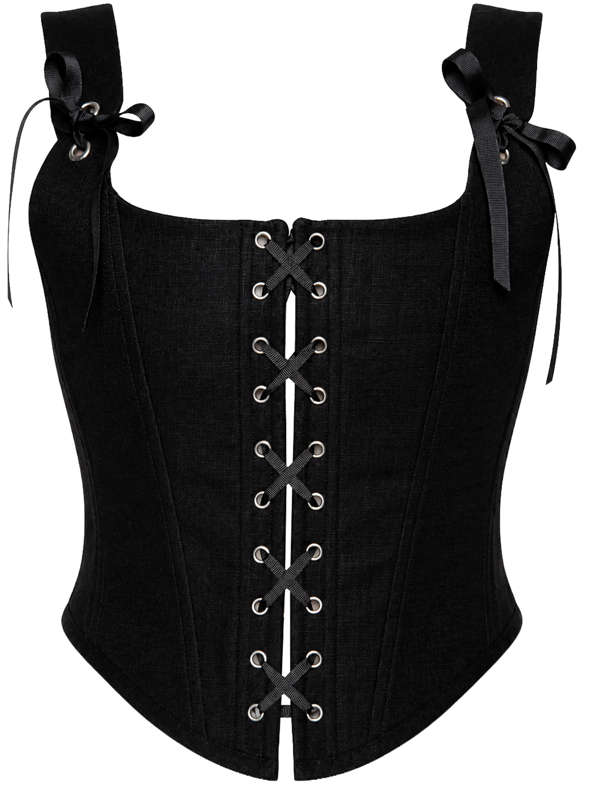 Black Corset Top with Front Lace-Up