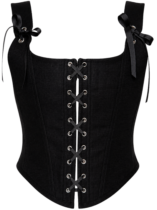 Black Corset Top with Front Lace-Up