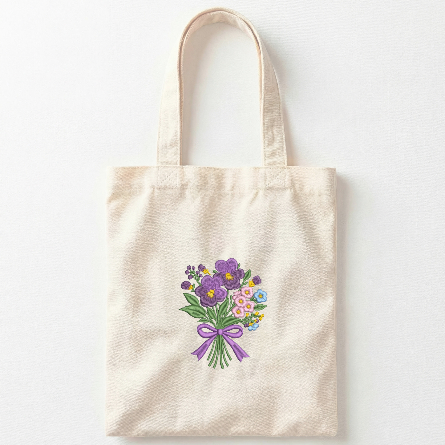 Borsa Shopper in Canvas con Ricamo Bouquet di Fiori – Fatto a Mano in Italia